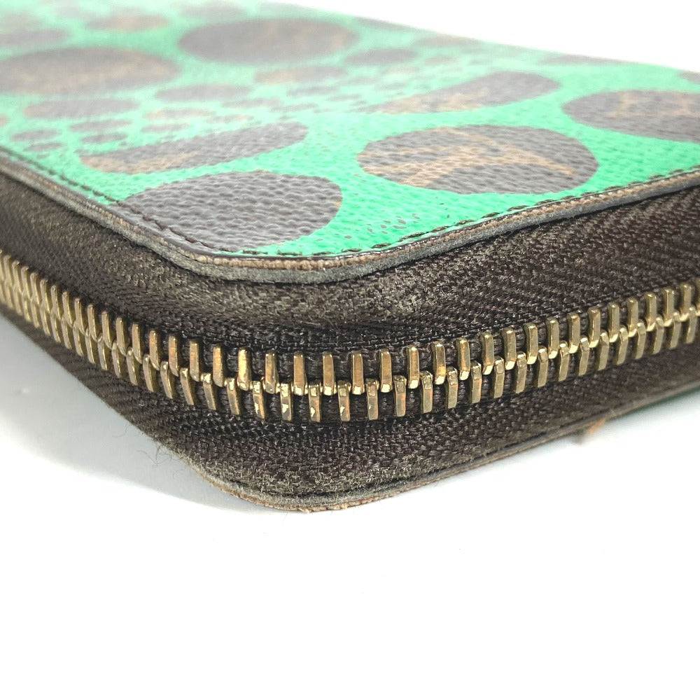 LOUIS VUITTON Long Wallet Purse M60451 Monogram canvas green Monogram Pumpkin Dot Yayoi Kusama Zippy wallet