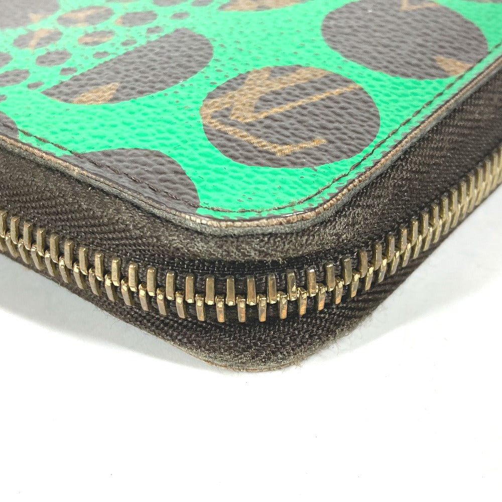 LOUIS VUITTON Long Wallet Purse M60451 Monogram canvas green Monogram Pumpkin Dot Yayoi Kusama Zippy wallet