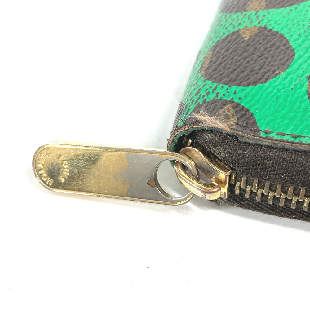 LOUIS VUITTON Long Wallet Purse M60451 Monogram canvas green Monogram Pumpkin Dot Yayoi Kusama Zippy wallet