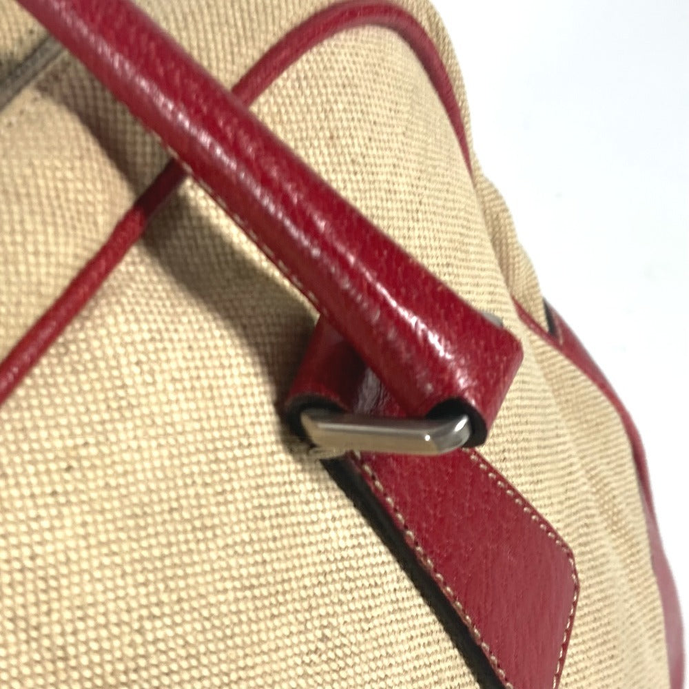 PRADA Shoulder Bag Leather / canvas beige By color Triangle logo plate