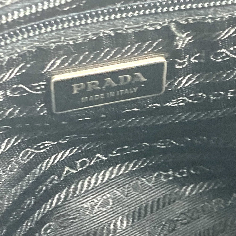 PRADA Shoulder Bag Leather / canvas beige By color Triangle logo plate