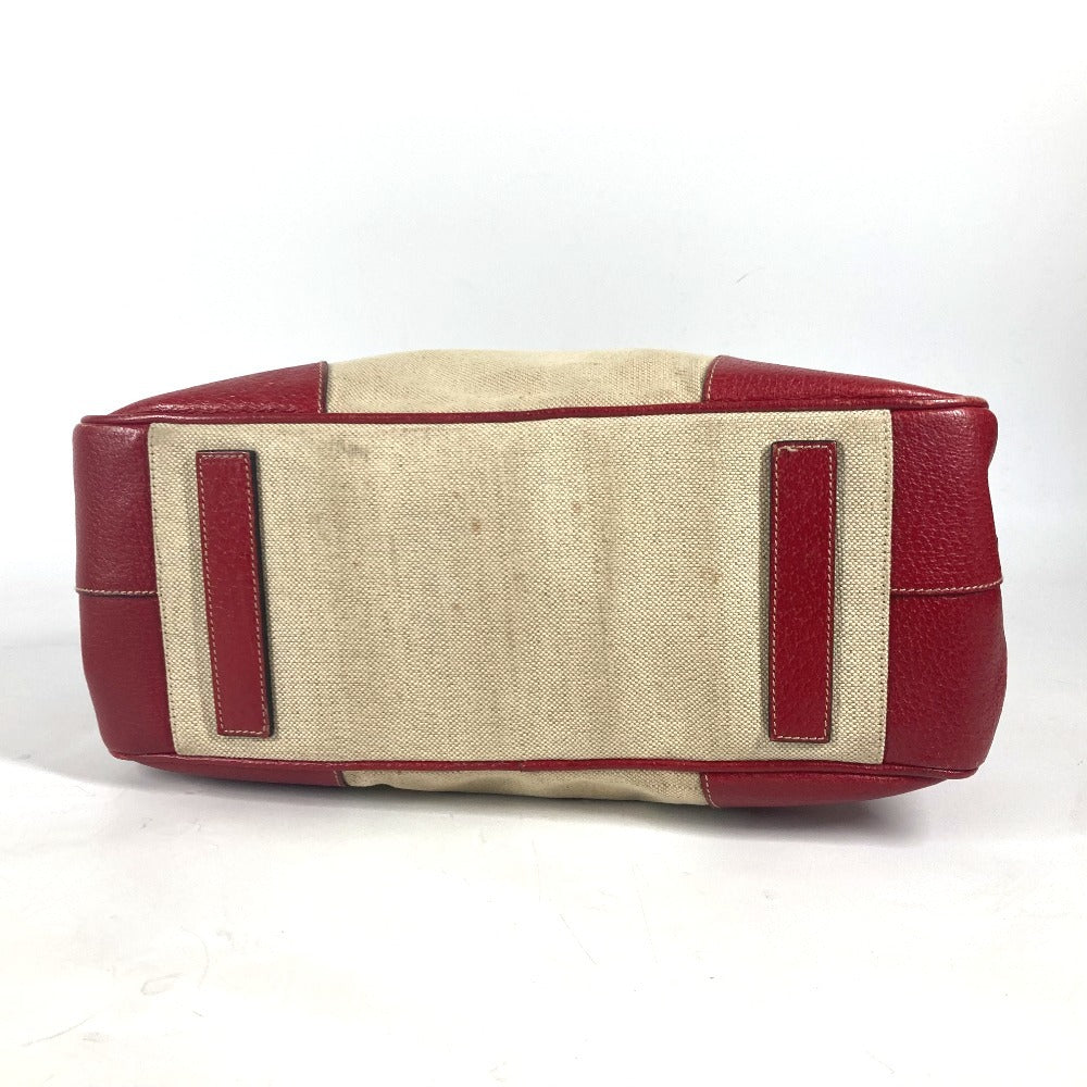 PRADA Shoulder Bag Leather / canvas beige By color Triangle logo plate
