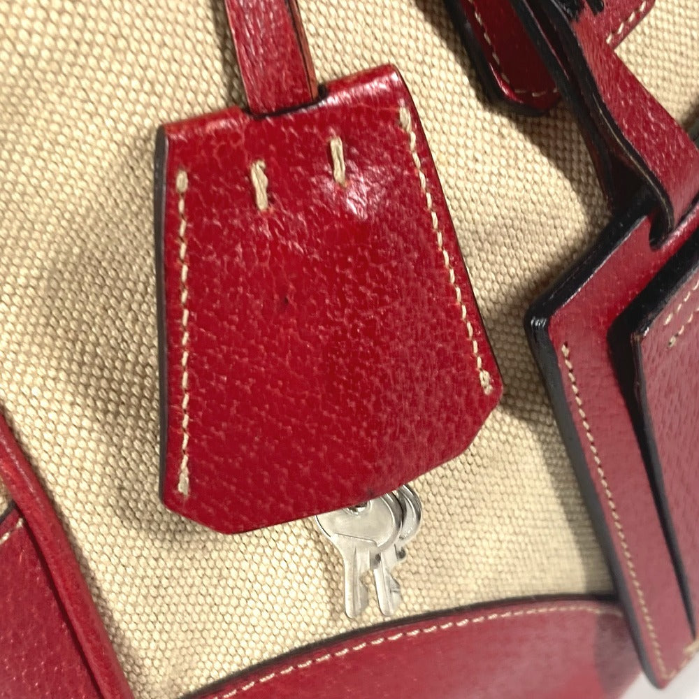 PRADA Shoulder Bag Leather / canvas beige By color Triangle logo plate