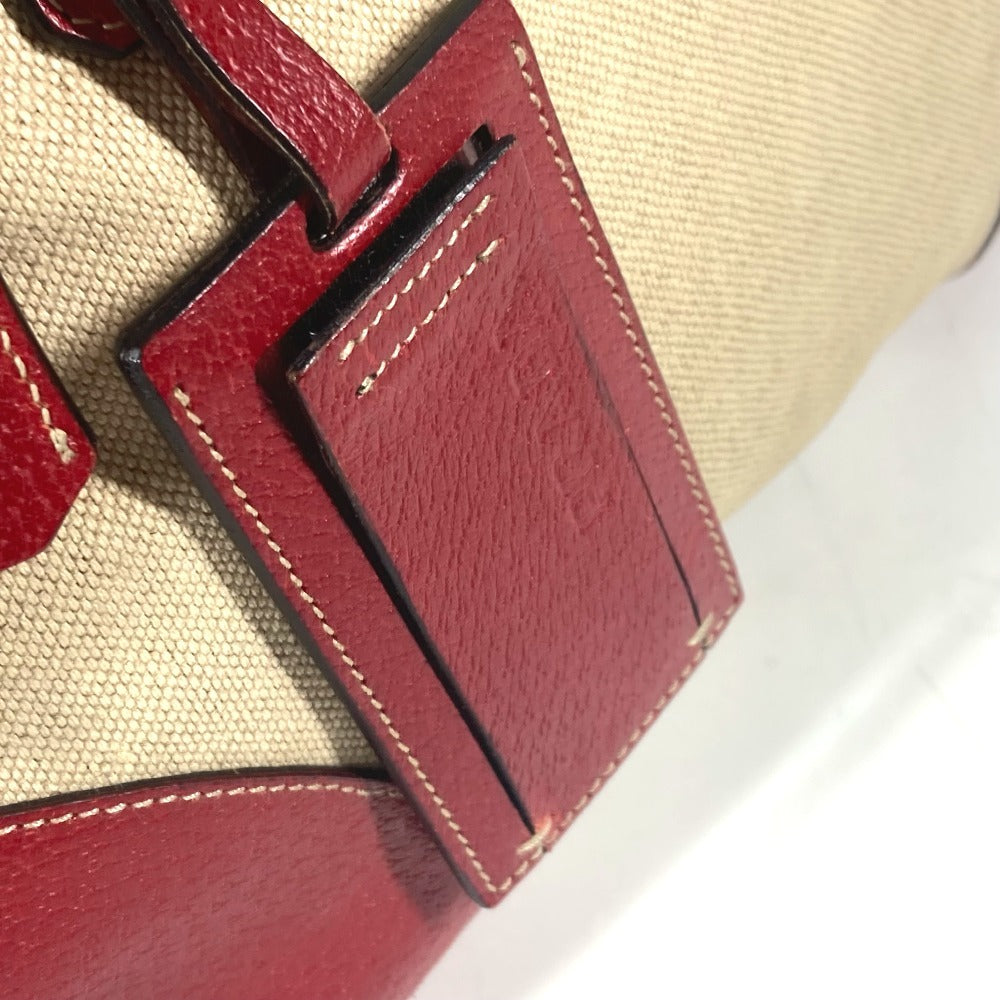 PRADA Shoulder Bag Leather / canvas beige By color Triangle logo plate