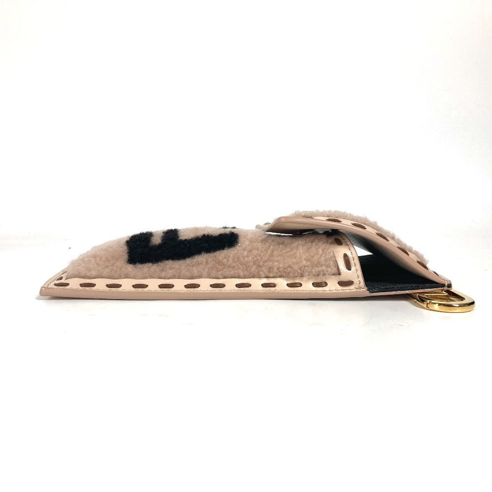 FENDI Pouch 7AS047 Fur, Leather beige Smartphone case phone pouch