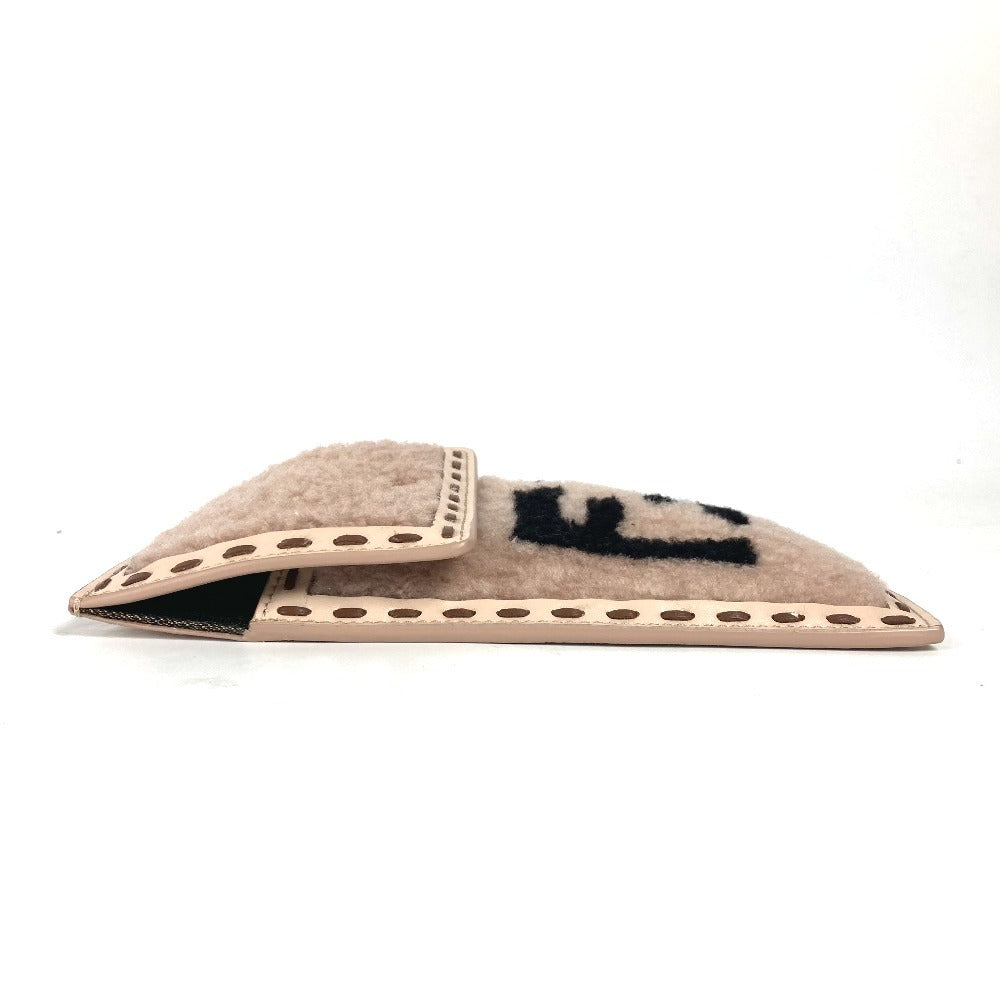 FENDI Pouch 7AS047 Fur, Leather beige Smartphone case phone pouch