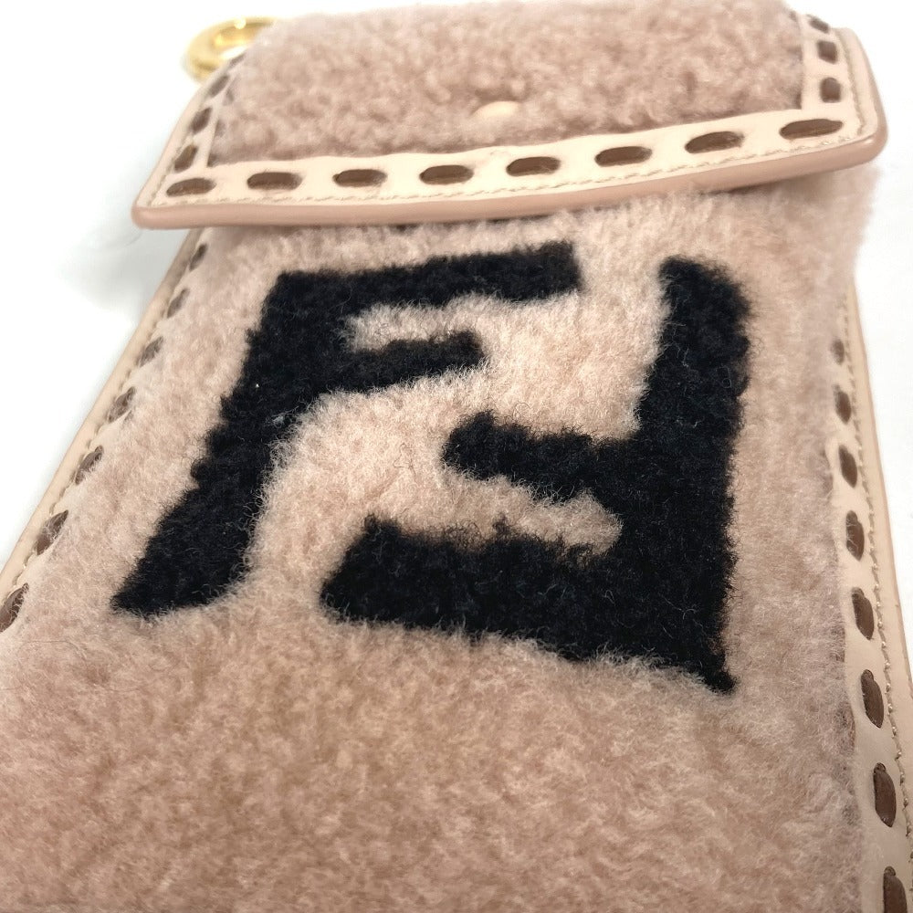 FENDI Pouch 7AS047 Fur, Leather beige Smartphone case phone pouch