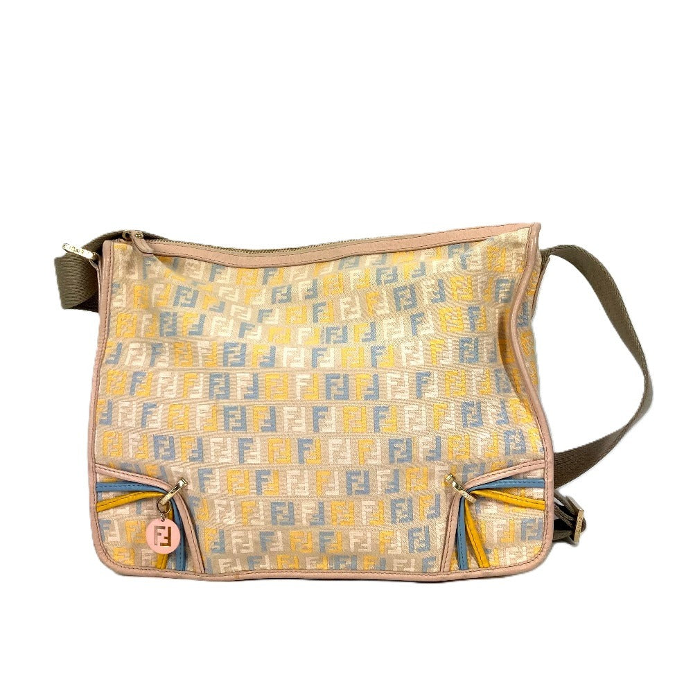 FENDI Shoulder Bag Leather / canvas multicolor Zucca logo