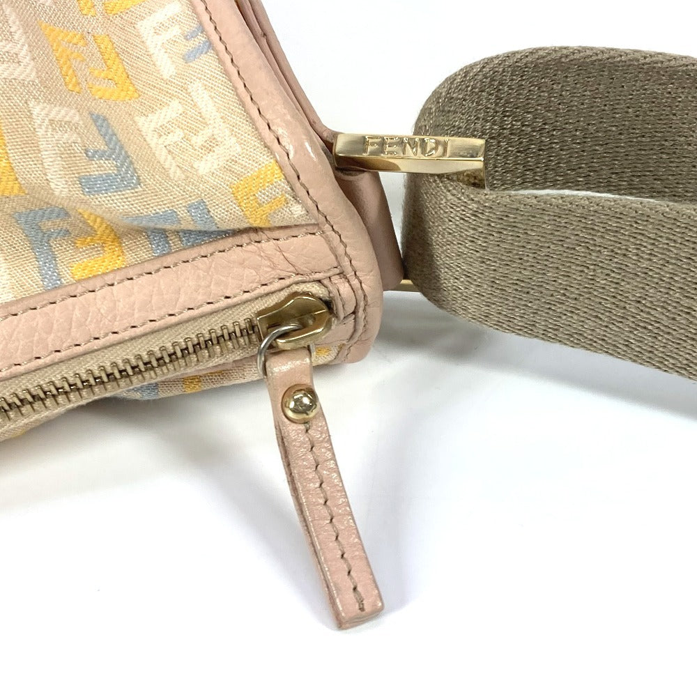 FENDI Shoulder Bag Leather / canvas multicolor Zucca logo