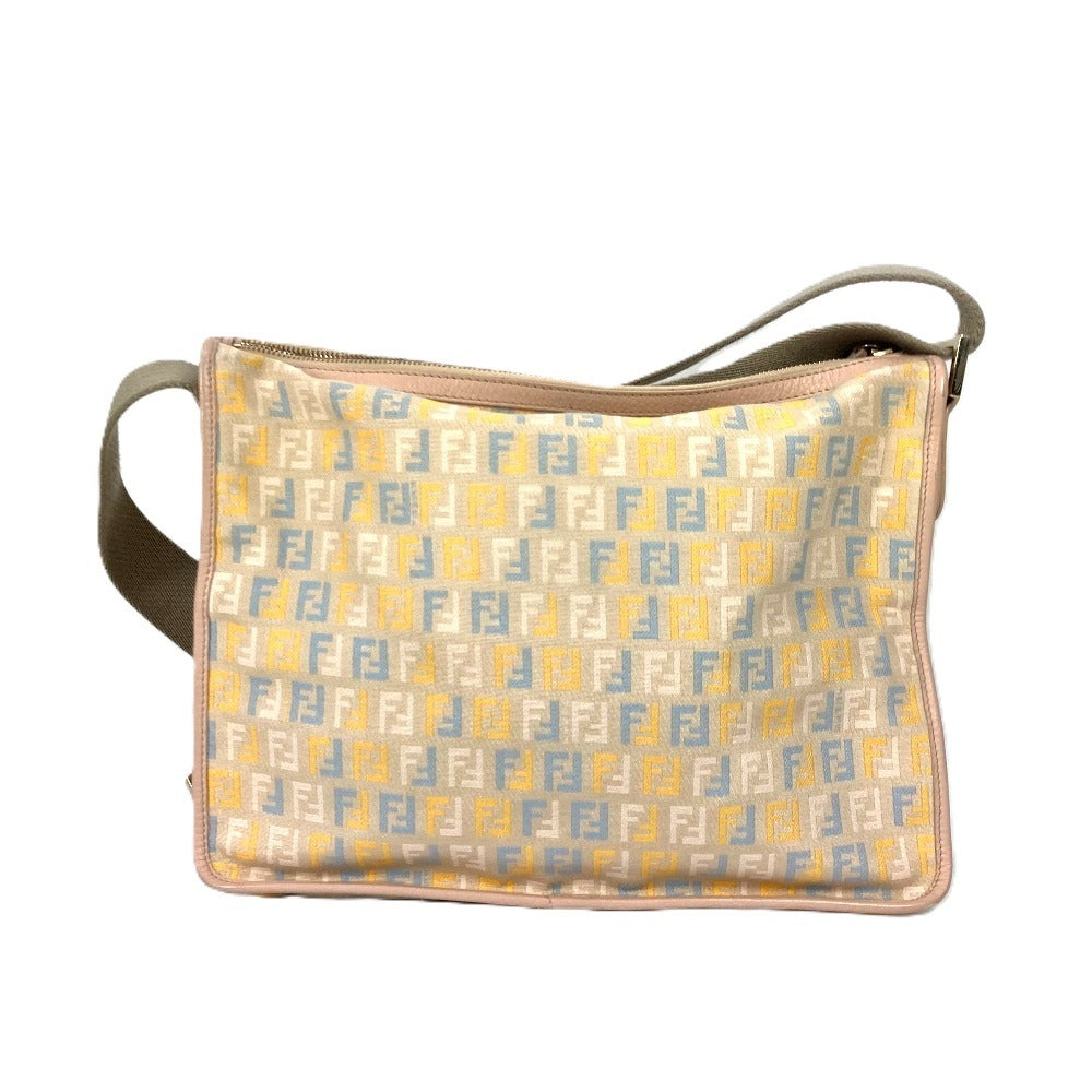 FENDI Shoulder Bag Leather / canvas multicolor Zucca logo