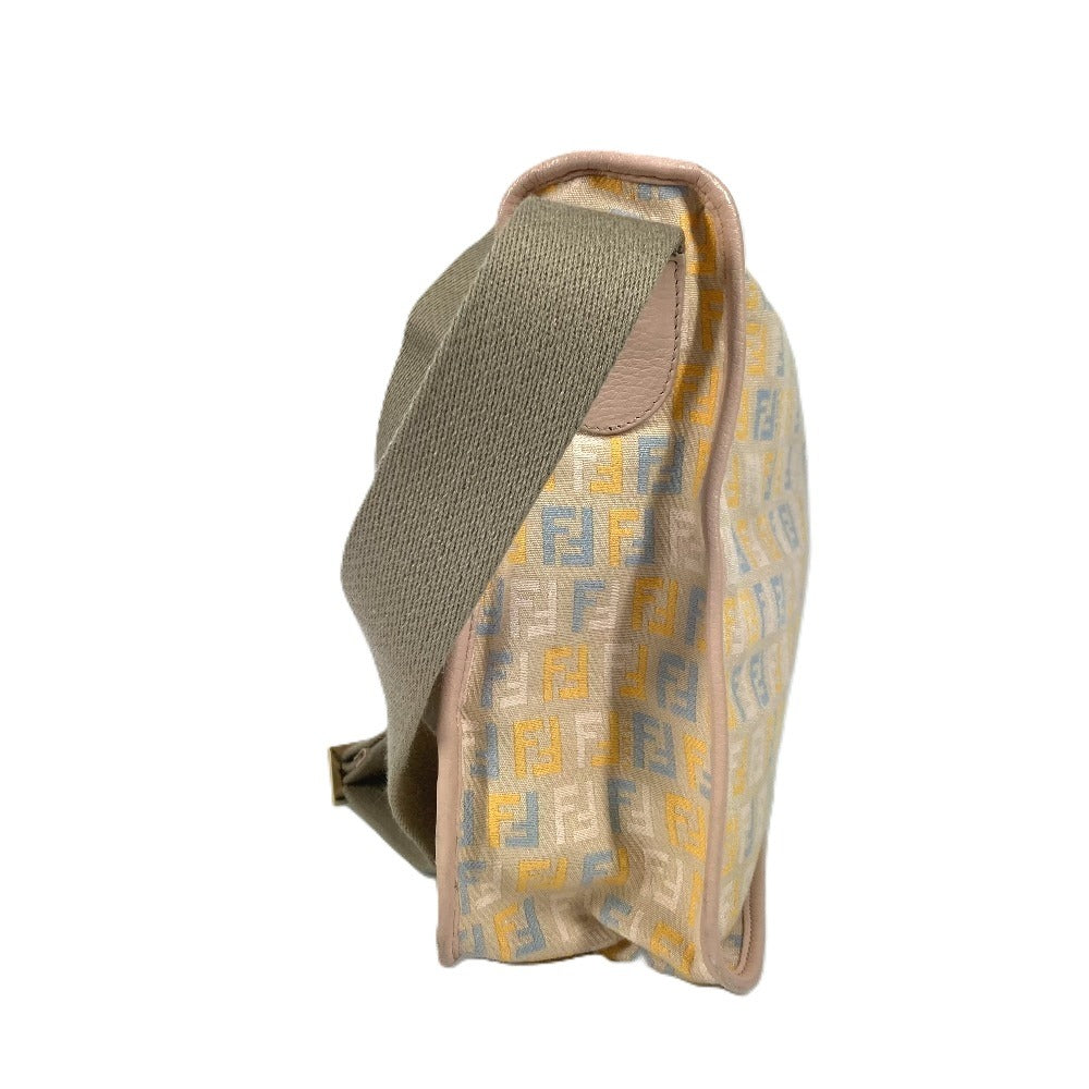 FENDI Shoulder Bag Leather / canvas multicolor Zucca logo
