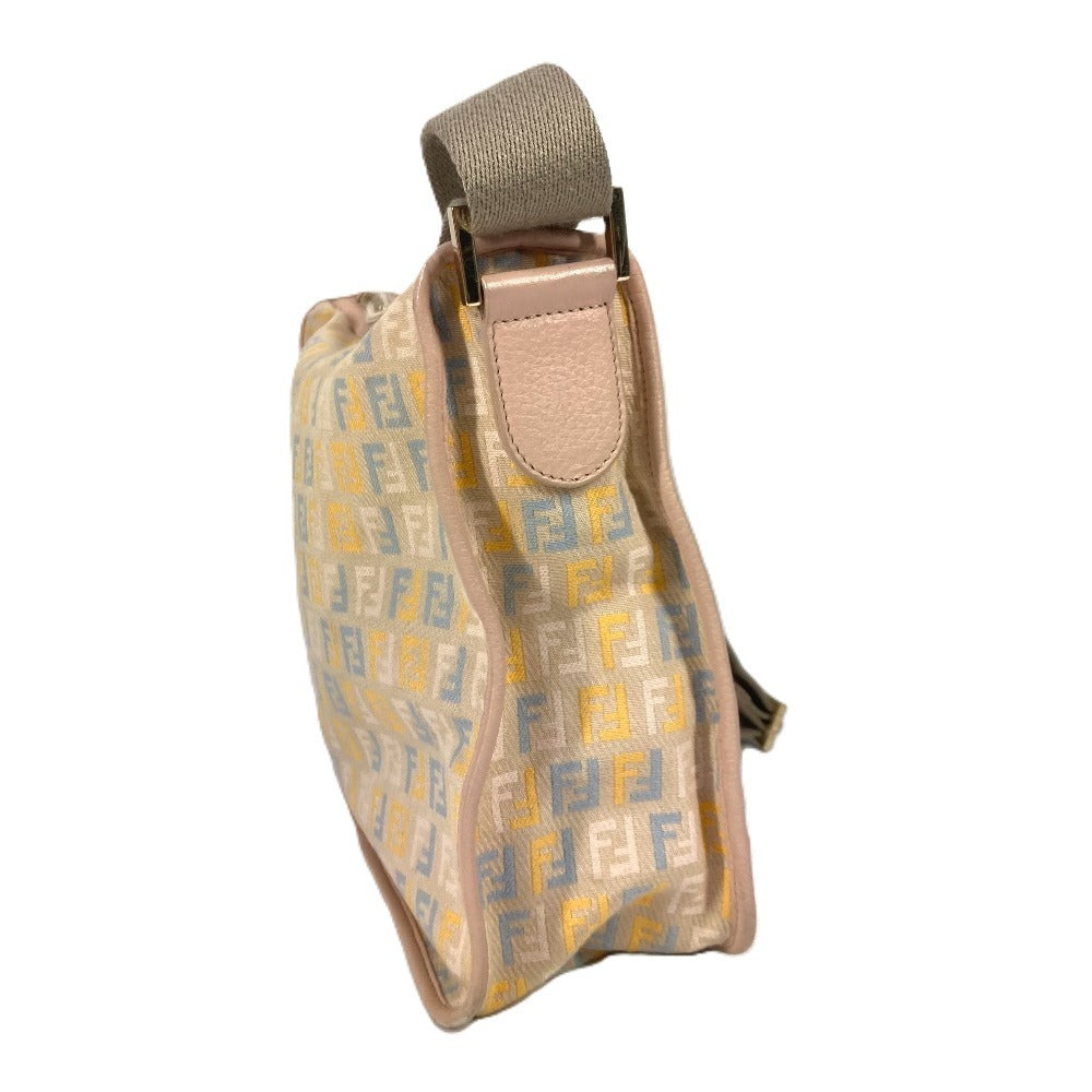 FENDI Shoulder Bag Leather / canvas multicolor Zucca logo