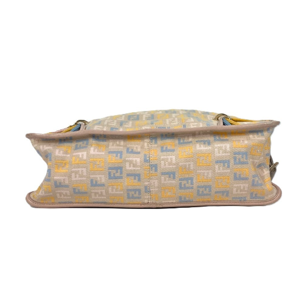 FENDI Shoulder Bag Leather / canvas multicolor Zucca logo
