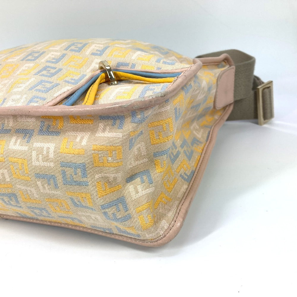 FENDI Shoulder Bag Leather / canvas multicolor Zucca logo