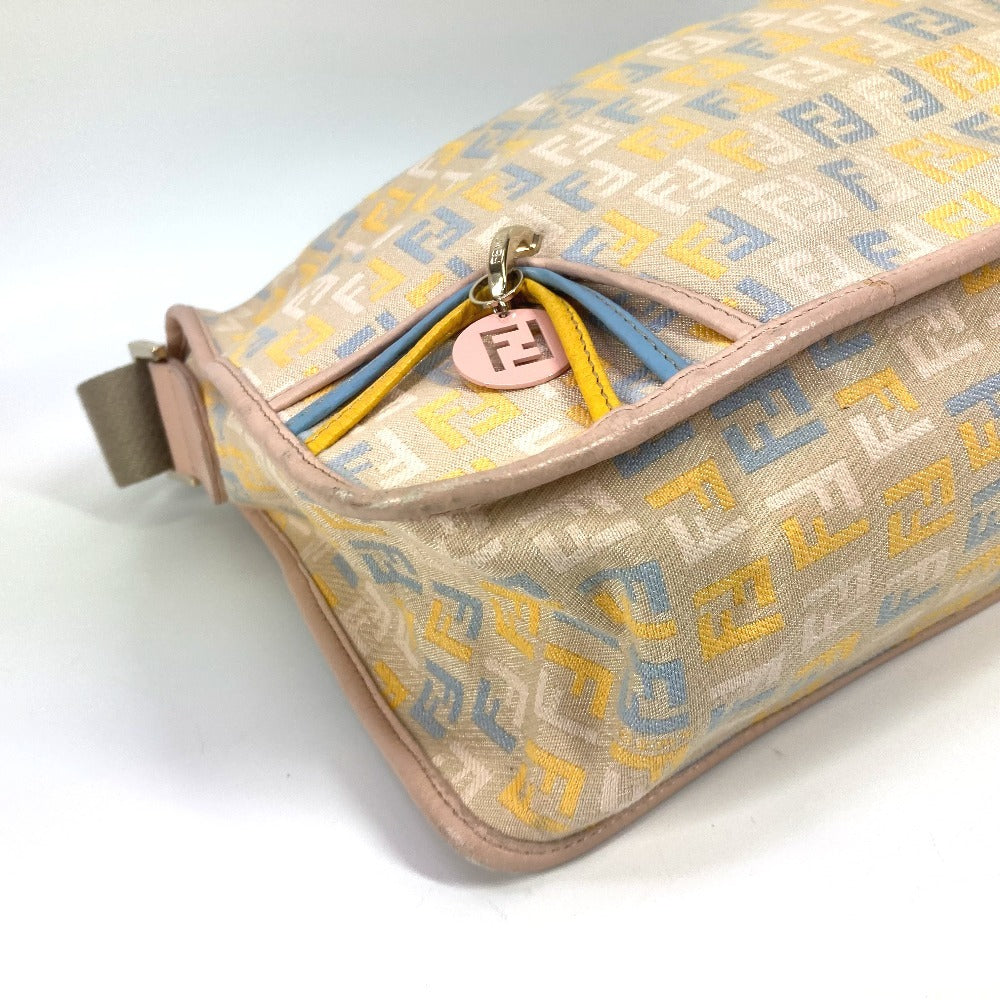 FENDI Shoulder Bag Leather / canvas multicolor Zucca logo
