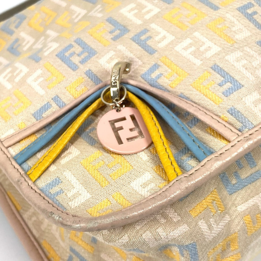 FENDI Shoulder Bag Leather / canvas multicolor Zucca logo