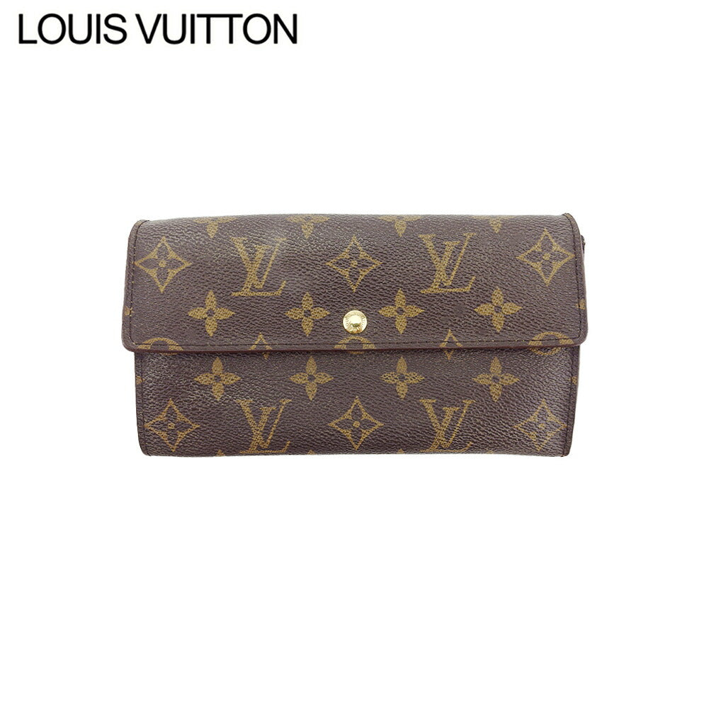LOUIS VUITTON Long Wallet Purse Brown Pochette Porto Moné Credit