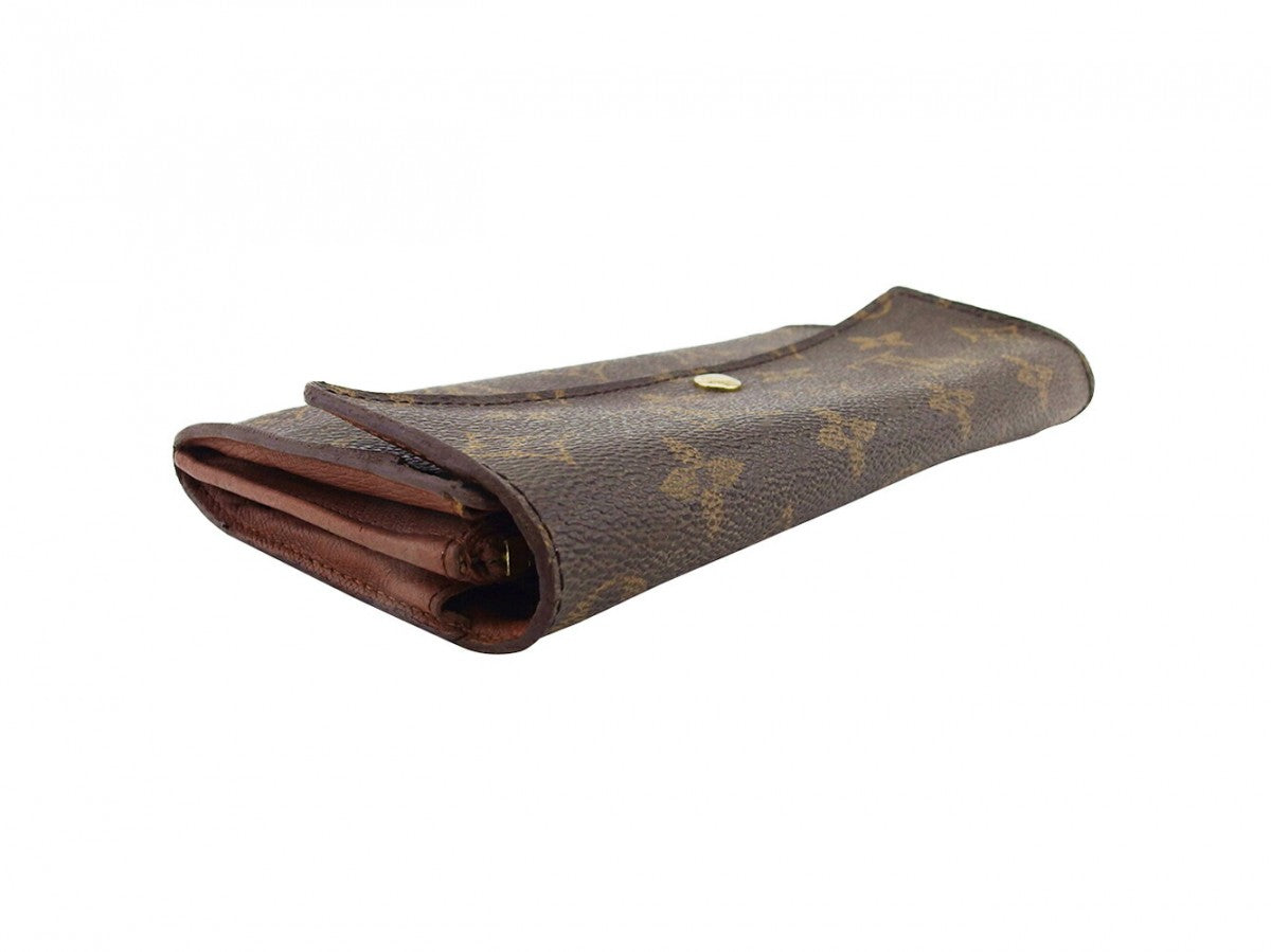 LOUIS VUITTON Long Wallet Purse Brown Pochette Porto Moné Credit