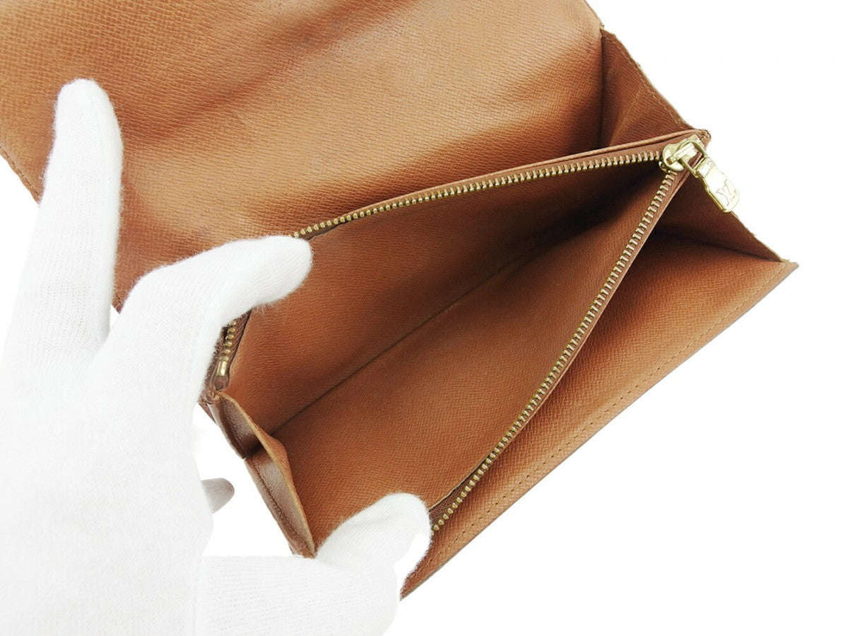 LOUIS VUITTON Long Wallet Purse Brown Pochette Porto Moné Credit