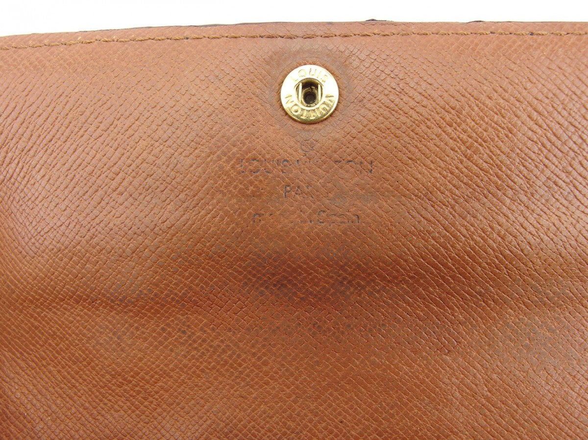 LOUIS VUITTON Long Wallet Purse Brown Pochette Porto Moné Credit