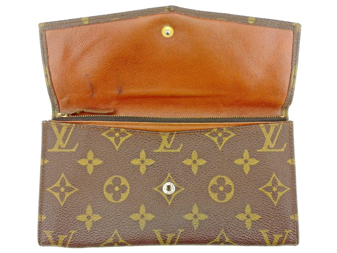 LOUIS VUITTON Long Wallet Purse M61724 Brown beige Pochette Porto Monécredi