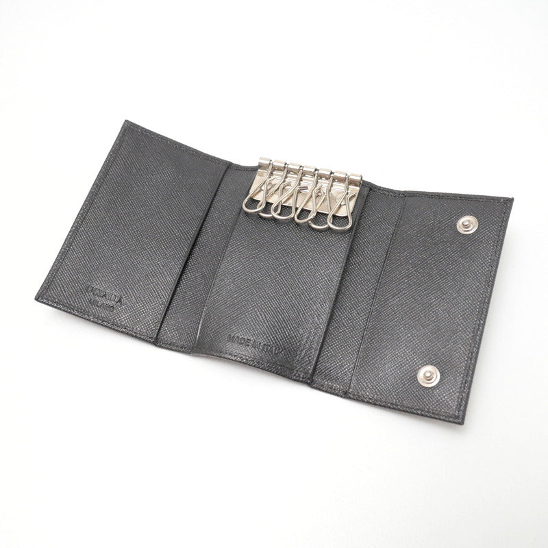 PRADA Key case Key holder M25U leather black DEPOS