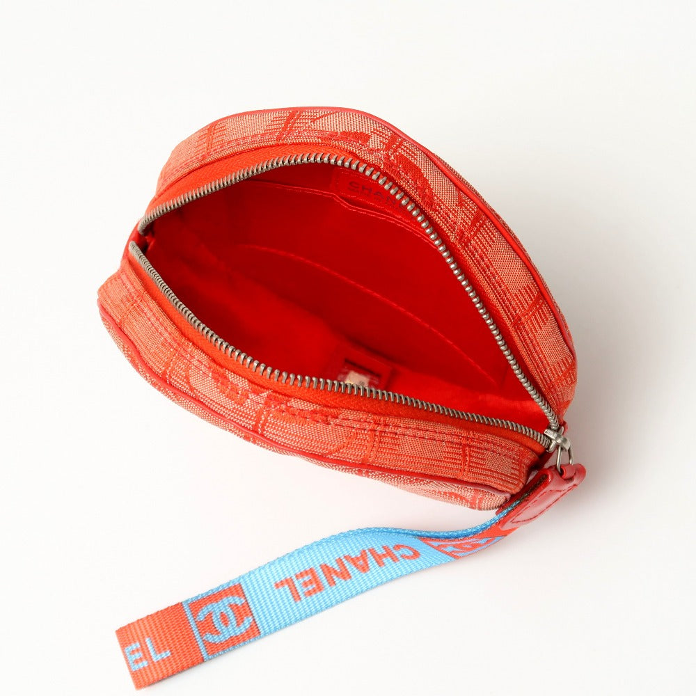 CHANEL Accessory pouch Nylon jacquard Red New travel line