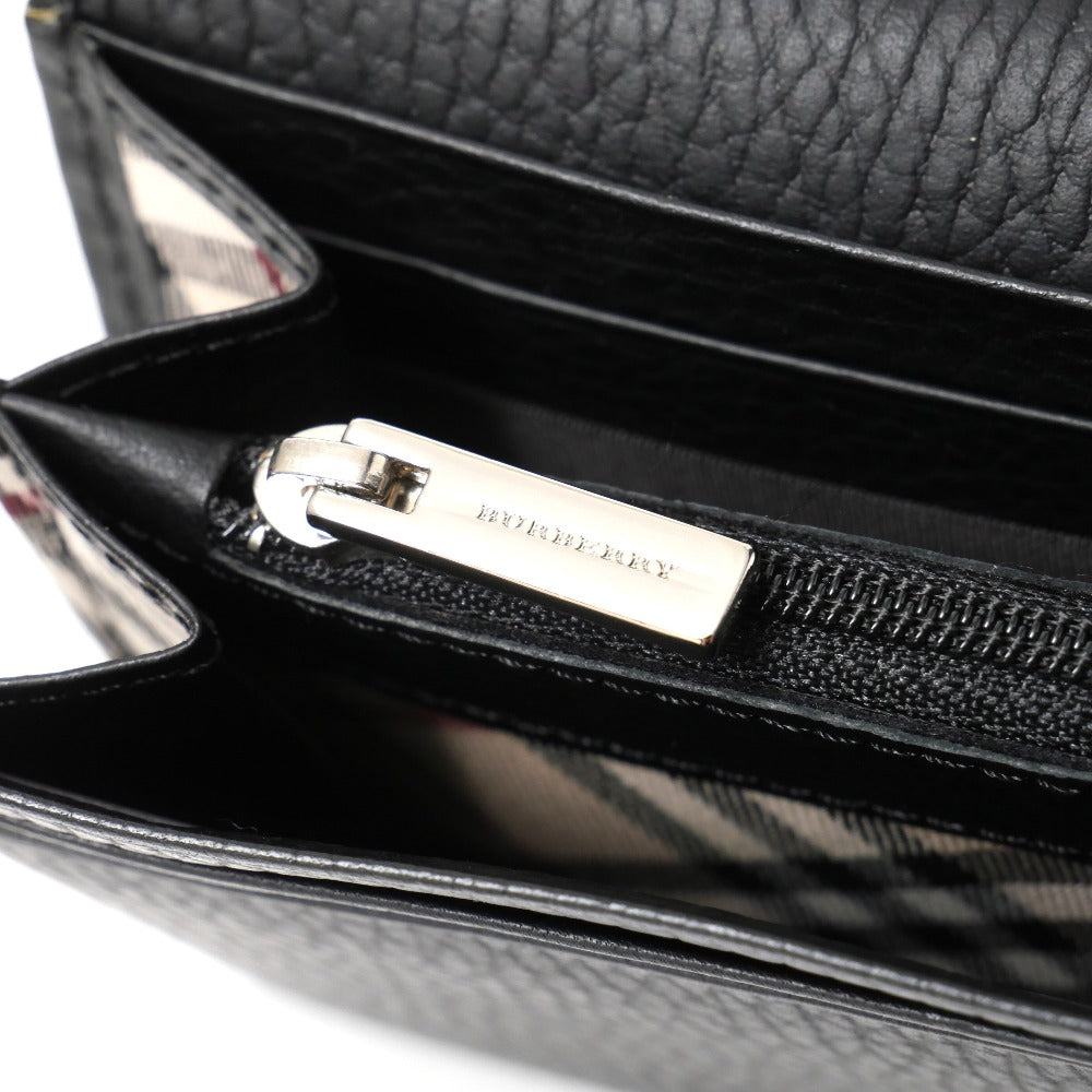 BURBERRY Long Wallet Purse Cowhide Black Part: Nova Check Pattern SI4701 09
