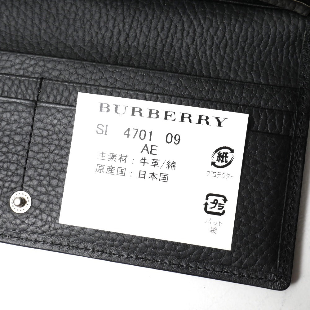 BURBERRY Long Wallet Purse Cowhide Black Part: Nova Check Pattern SI4701 09