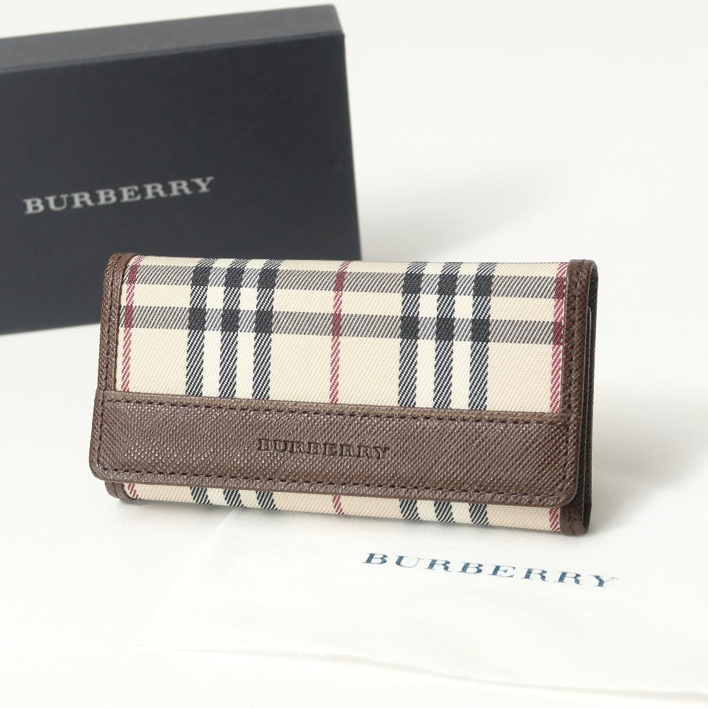 BURBERRY Key case Key holder Leather x Nylon Canvas Brown