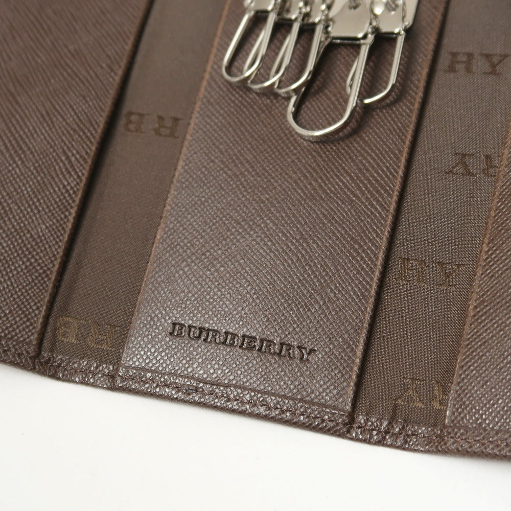 BURBERRY Key case Key holder Leather x Nylon Canvas Brown