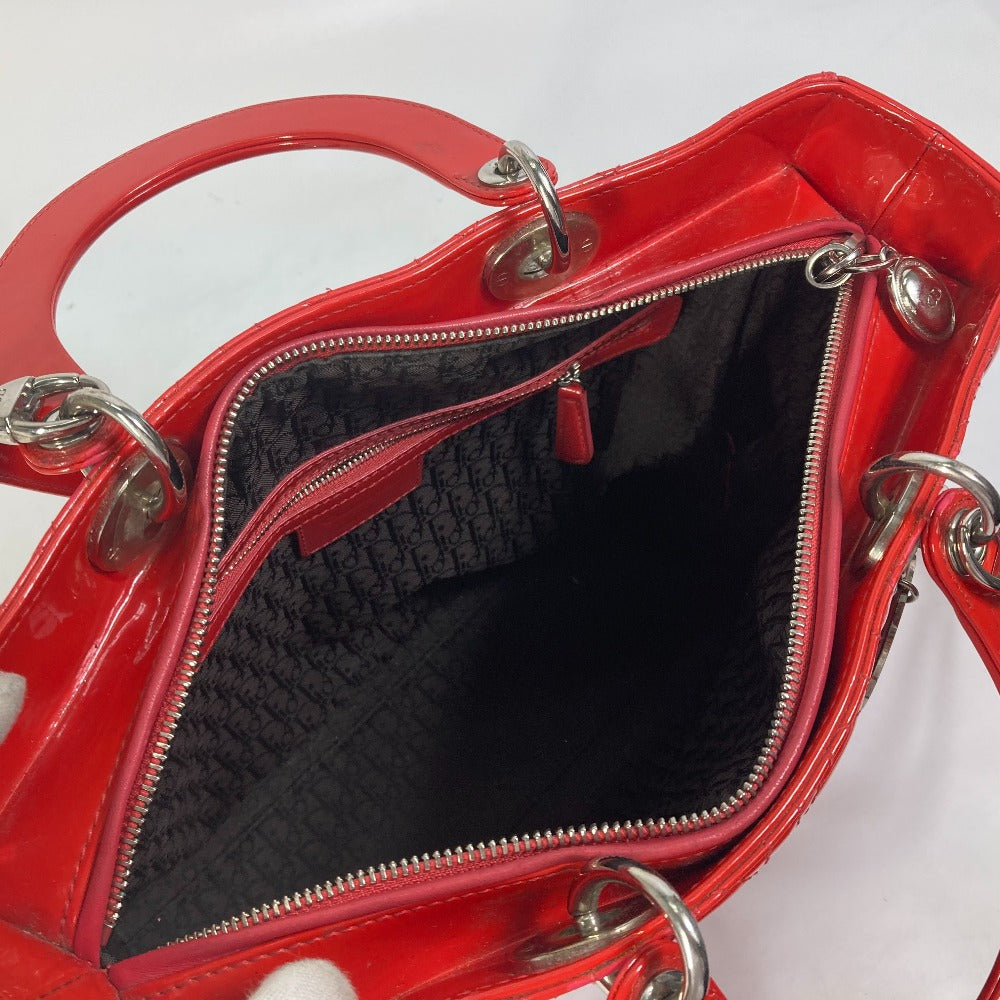 Dior Handbag enamel Red type Canage Lady Dior LADY DIOR Women Used Authentic