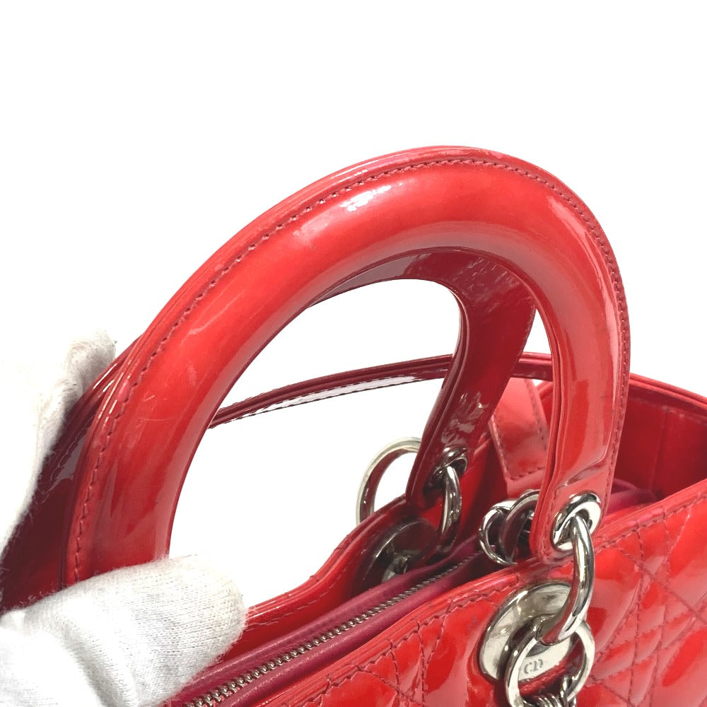 Dior Handbag enamel Red type Canage Lady Dior LADY DIOR Women Used Authentic