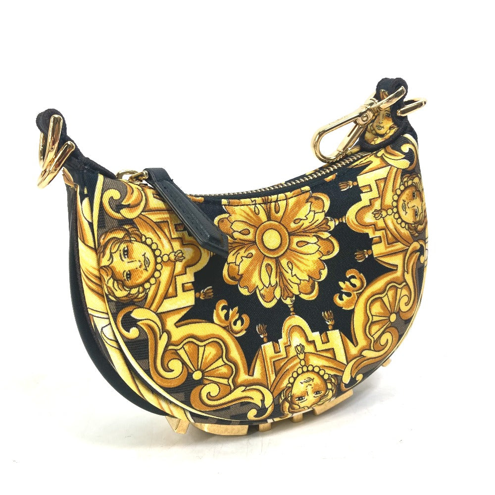 FENDI Handbag 7AS089 Nylon / leather yellow Nano Fendigraphy Fendace FENDACE Women Used Authentic