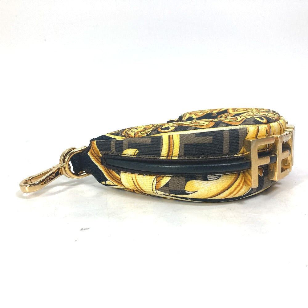 FENDI Handbag 7AS089 Nylon / leather yellow Nano Fendigraphy Fendace FENDACE Women Used Authentic