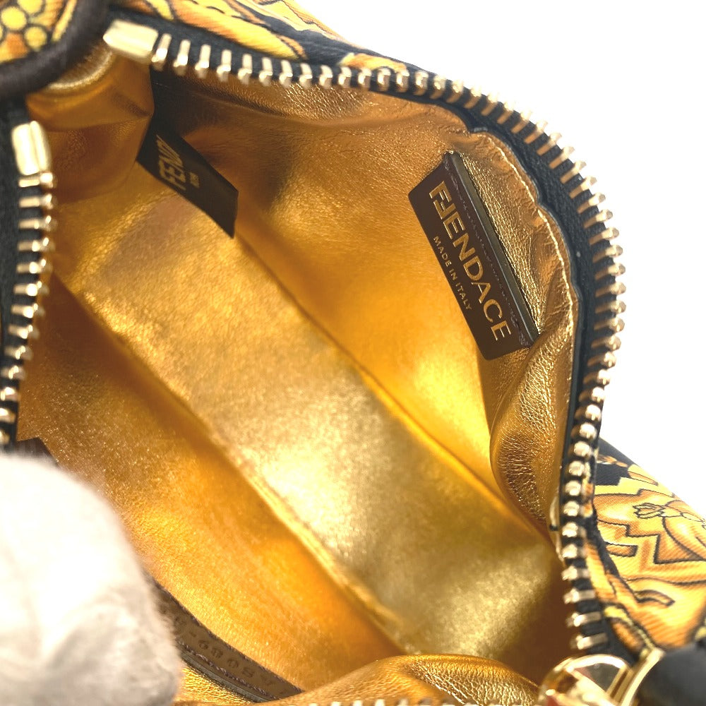 FENDI Handbag 7AS089 Nylon / leather yellow Nano Fendigraphy Fendace FENDACE Women Used Authentic