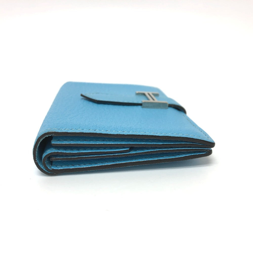 HERMES Card Case Shave Luco Romandel blue bearn mini compact Women Used Authentic