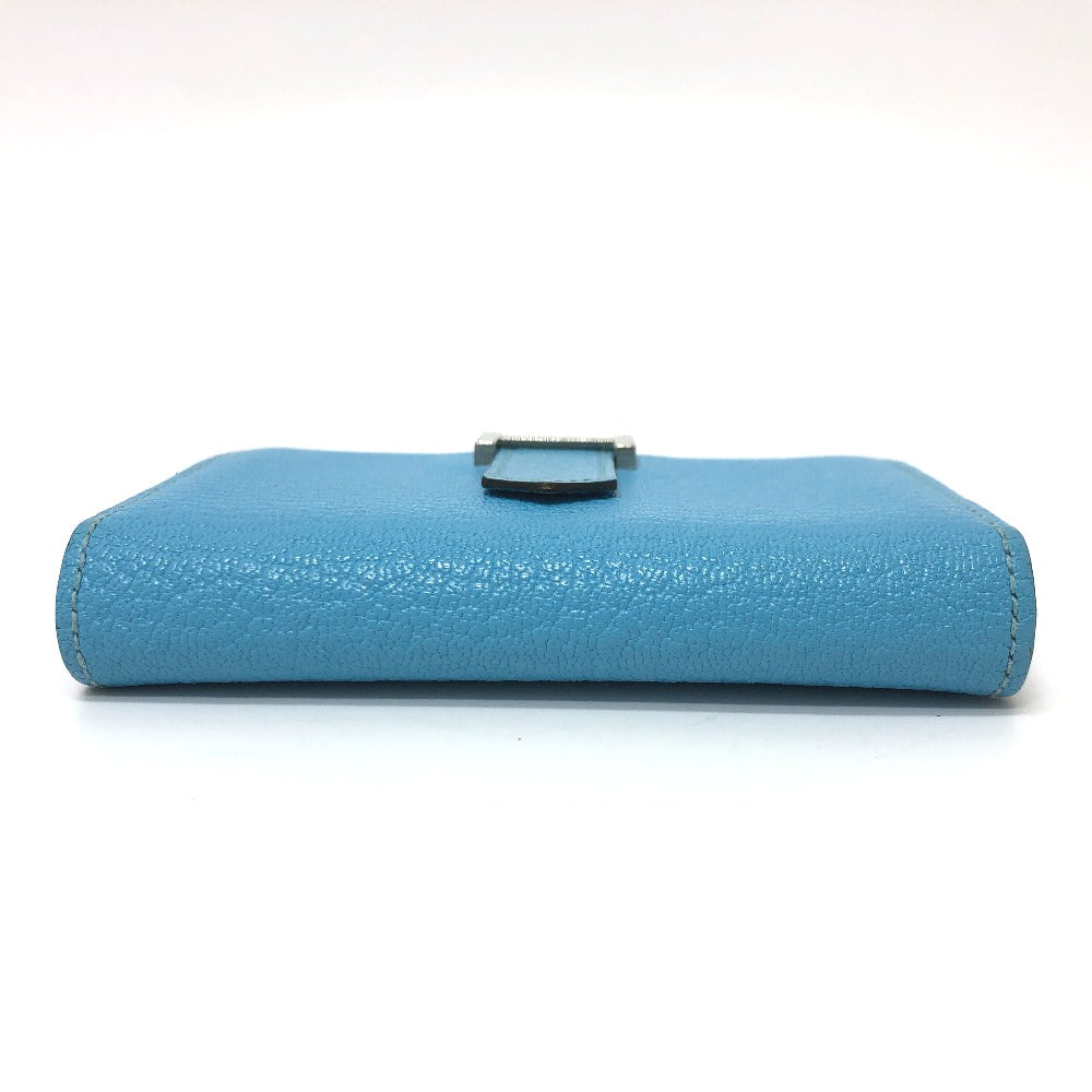 HERMES Card Case Shave Luco Romandel blue bearn mini compact Women Used Authentic
