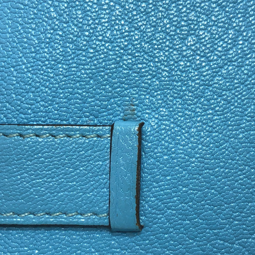 HERMES Card Case Shave Luco Romandel blue bearn mini compact Women Used Authentic
