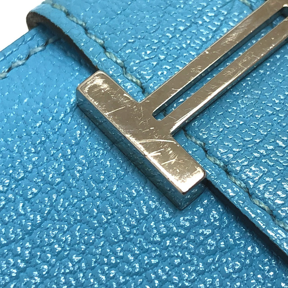 HERMES Card Case Shave Luco Romandel blue bearn mini compact Women Used Authentic