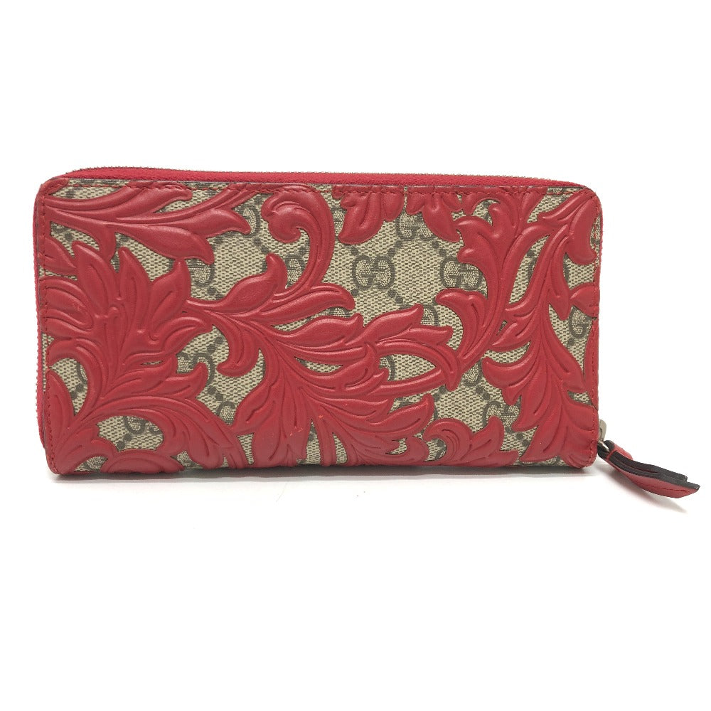 GUCCI Long Wallet Purse 410102 GG Supreme Canvas Red x brown GG Supreme