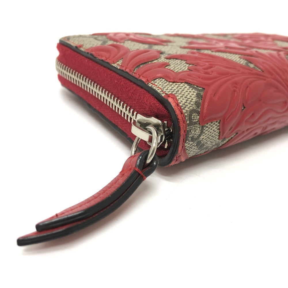 GUCCI Long Wallet Purse 410102 GG Supreme Canvas Red x brown GG Supreme