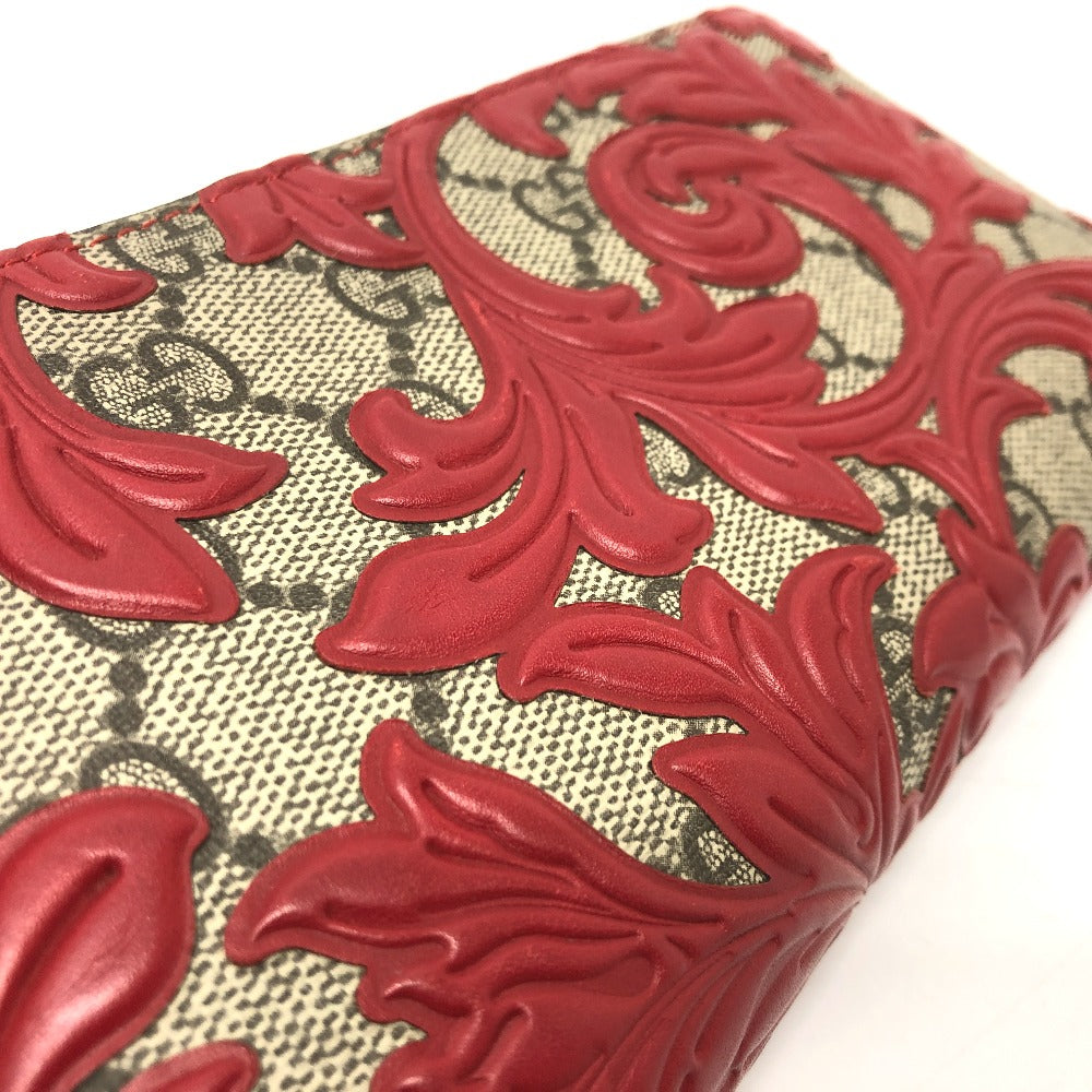 GUCCI Long Wallet Purse 410102 GG Supreme Canvas Red x brown GG Supreme