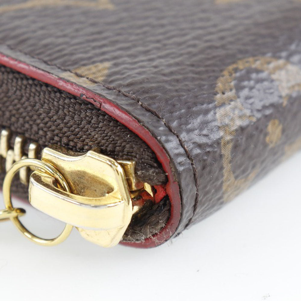 LOUIS VUITTON Long Wallet Purse M62940 Monogram canvas Brown Flower charm Portefeuille Clemence Women Used Authentic
