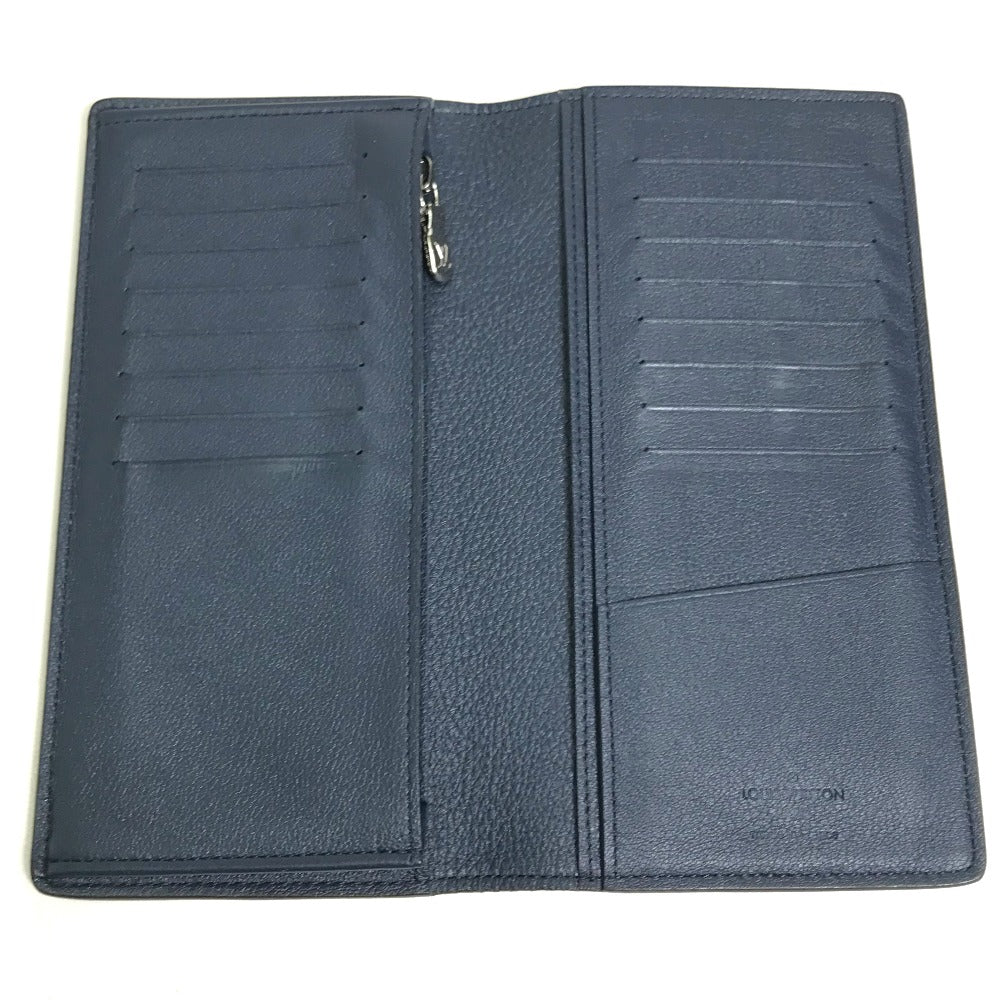 LOUIS VUITTON Long Wallet Purse M58818 Taurillon Clemence Navy Portefeuille Blaza mens Used Authentic