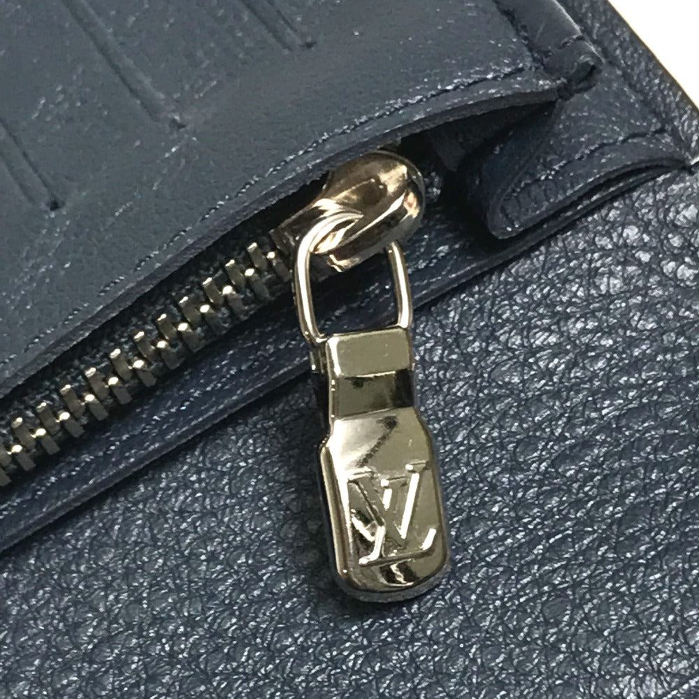 LOUIS VUITTON Long Wallet Purse M58818 Taurillon Clemence Navy Portefeuille Blaza mens Used Authentic
