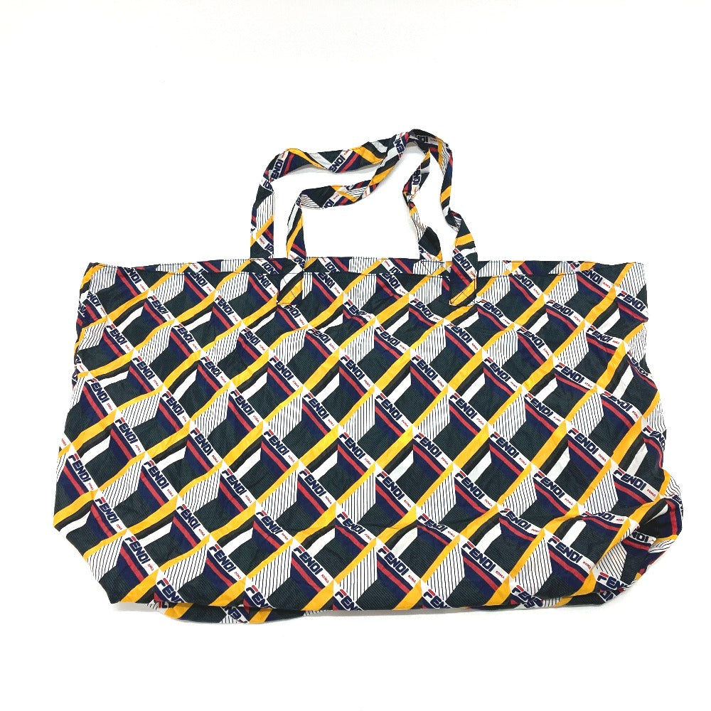 FENDI Tote Bag Leather / nylon White / Navy FIRA FIRA Eco bag Shoulder Bag