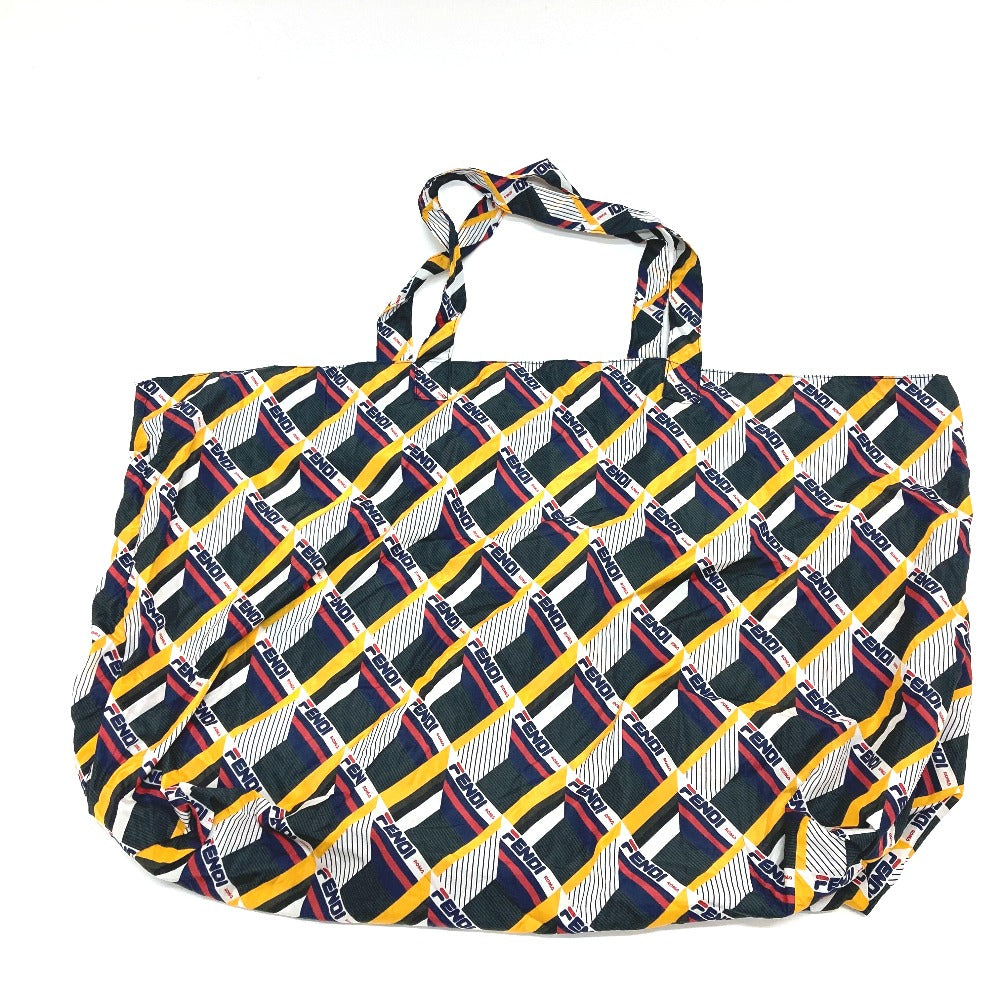 FENDI Tote Bag Leather / nylon White / Navy FIRA FIRA Eco bag Shoulder Bag