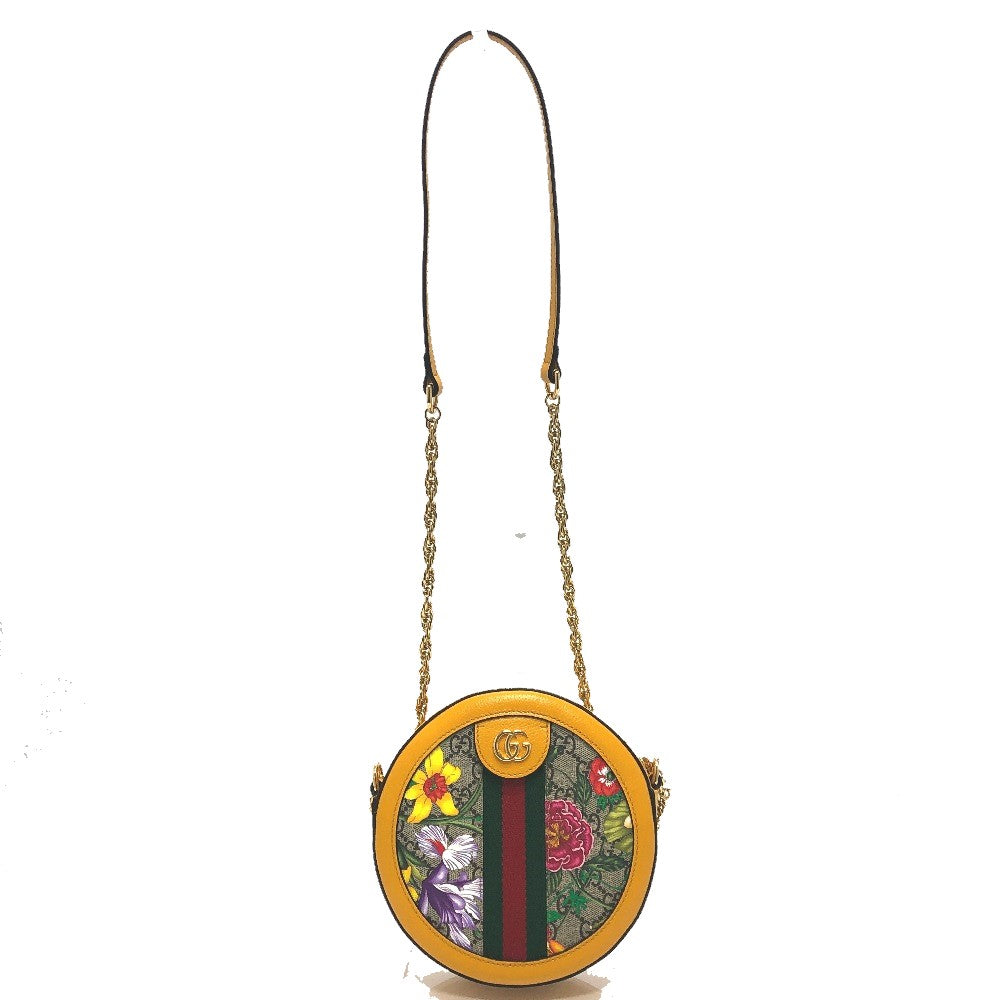 GUCCI Shoulder Bag 550618 GG Supreme Canvas yellow GG flora webbing
