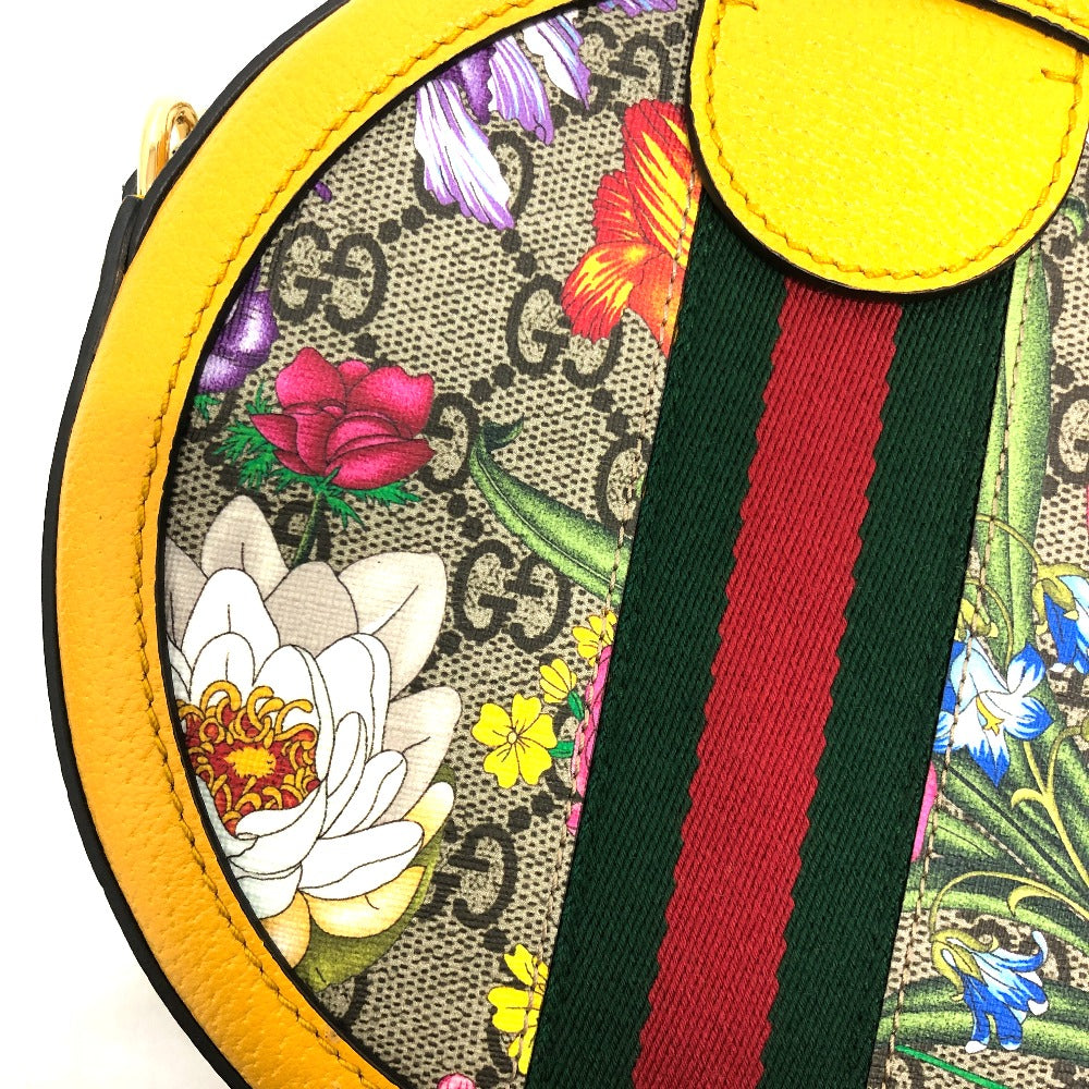 GUCCI Shoulder Bag 550618 GG Supreme Canvas yellow GG flora webbing